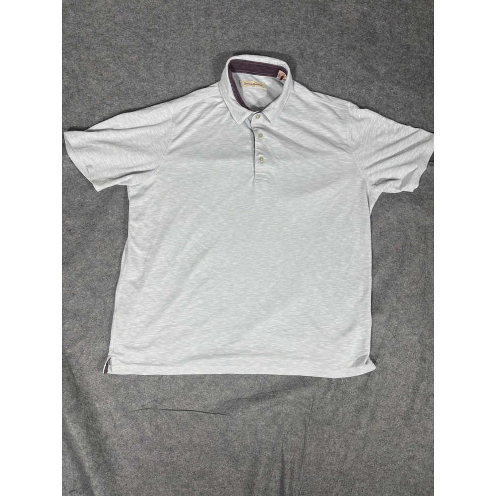 Tommy Bahama Mens Polo Shirt Tonal Stripe Heathered Gray Short Sleeve Collar XXL